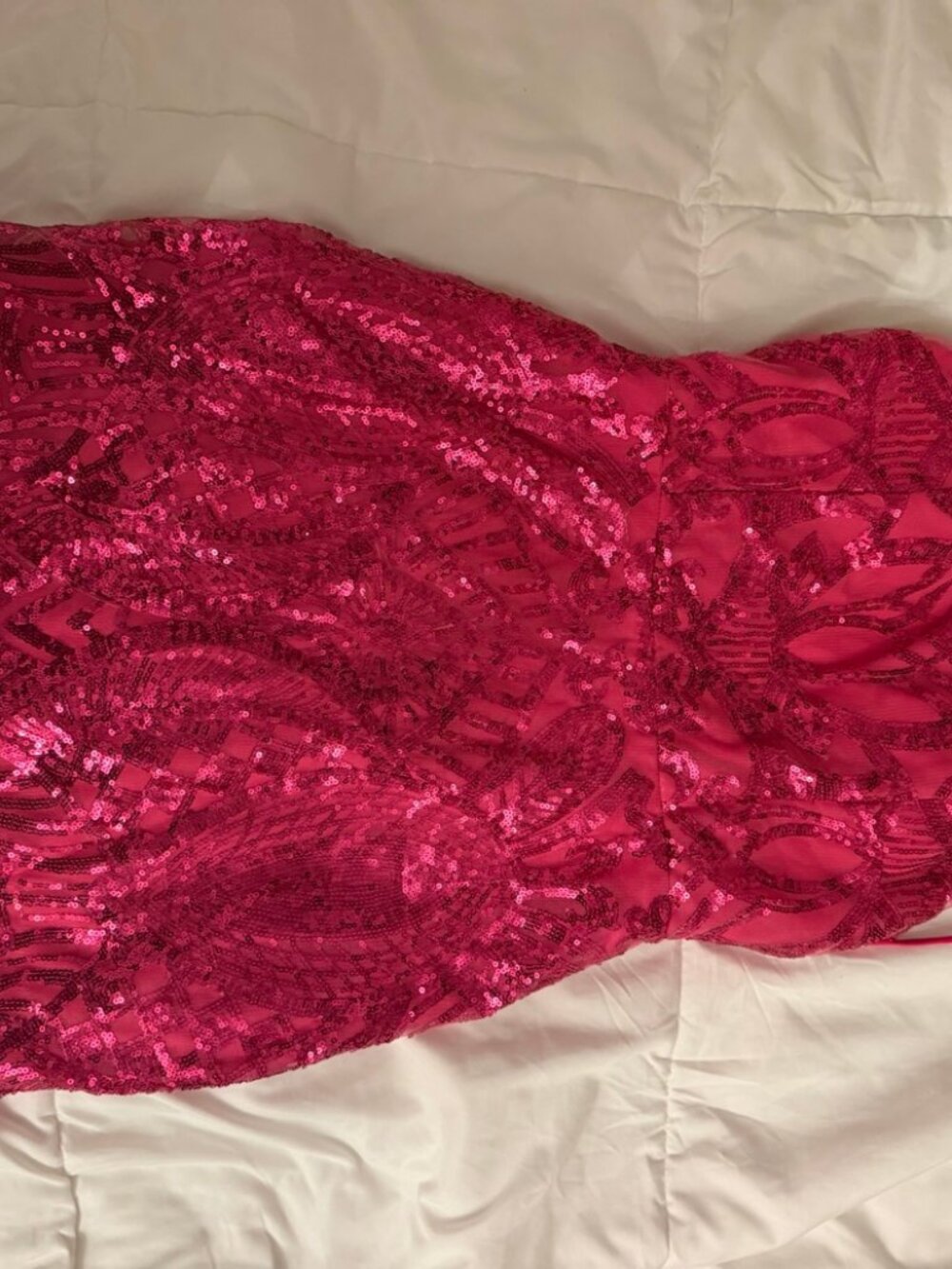 Hot Pink Sequin Mini Dress — Built-In Cups, Size 4